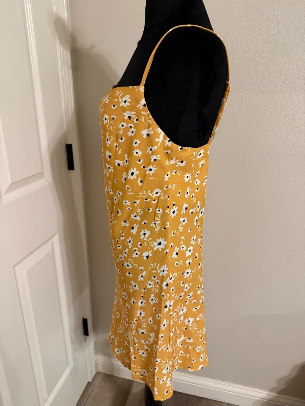 Princess Polly Mustard Floral Print Dress with White and Black Accents